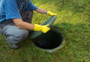 Inspecting a septic tank