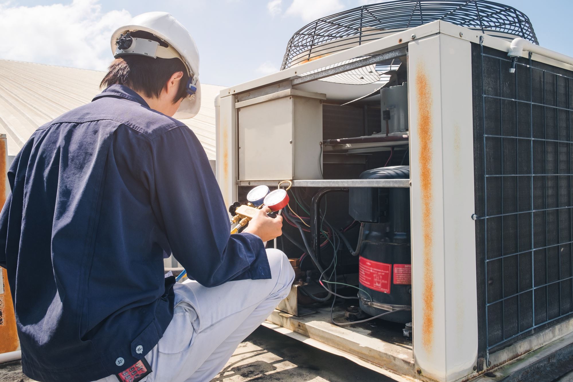 technician checking HVAC